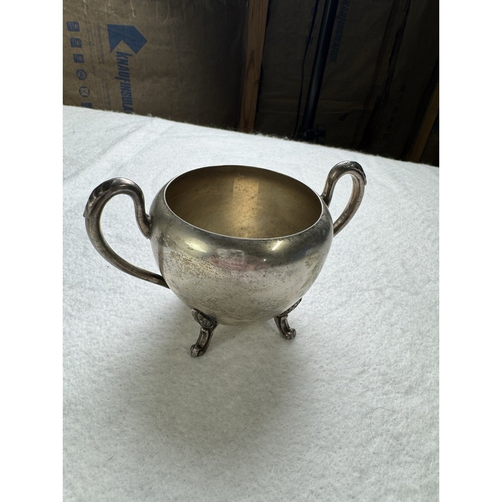 Vintage Silverplate Creamer & Sugar Bowl Set Footed Victorian Style - Picture 8 of 12